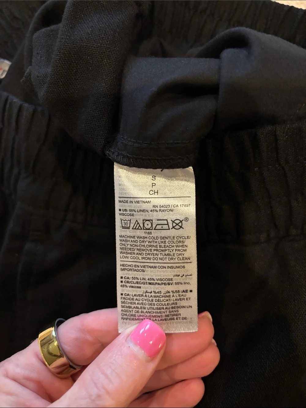 Old Navy Black Straight Leg Linen Pants Size Small